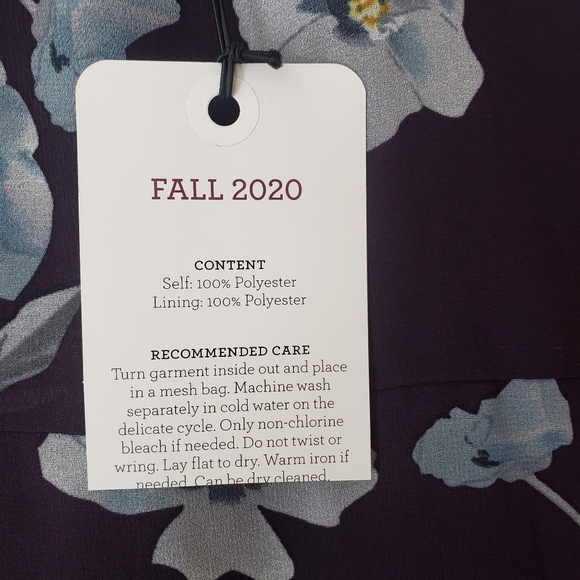 CAbi Ellery dress royal flower floral long sleeve chiffon small new #4018 - Picture 10 of 11